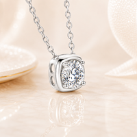 Collier Pendentif Femme JINSEO en Argent 925 Plaqué Rhodium avec Moissanite Personnalisée, Sertissage Griffe Minimaliste, Chaîne Tennis, Bijoux Fins