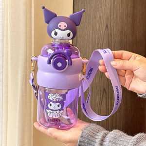 Botella de agua infantil Zuo Mu Sanrio Kuromi sin BPA con pajita para la escuela y uso al aire libre - Product Image 2