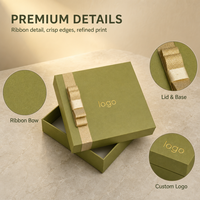 Boîte cadeau en papier avec logo personnalisé en relief, couvercle et base, avec ruban, emballage de bijoux multi-tailles pour boucles d'oreilles et colliers