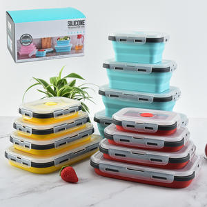 Nuovo prodotto 3/4 pz in Silicone scatola <span class=keywords><strong>per</strong></span> alimenti pieghevole contenitore <span class=keywords><strong>per</strong></span> alimenti <span class=keywords><strong>Set</strong></span> Eco Friendly Bento Lunch Box <span class=keywords><strong>per</strong></span> esterni - Product Image 4