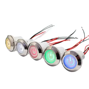 FILN 30MM Plástico Lâmpada LED Momentary Auto-lock À Prova D' Água Iluminado Fio Levando Elétrica Botão Interruptor
