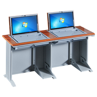 Bureau d'ordinateur moderne pour salle de classe multimédia avec écran LCD rabattable et écran caché pour l'école et l'atelier
