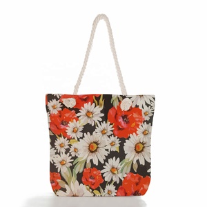 Fabricantes Venda Direta Floral Impresso Armazenamento Único Ombro Grande Capacidade Viagem Tote Saco De Praia com Bolsos Dentro - Product Image 2