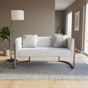 Modern Fabric Three Seat <b>Sofa</b> With Metal Legs And Tight Back Design For Living Room - Product Image 4