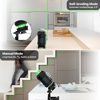 Laser croisé autonivelant à faisceau vert industriel DEGLASERS 360 degrés, avec batterie Li-ion, support et mini trépied robuste