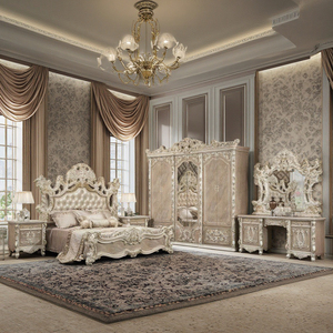 طقم غرف نوم MDF فاخر بأفضل جودة أمريكي بميزات قابلة للتعديل للفنادق والفلل وديكورات المنزل وميزات تخزين - Product Image 2