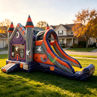 Château gonflable commercial en PVC sur le thème de la citrouille d'horreur avec toboggan, pour les fêtes et les vacances d'Halloween