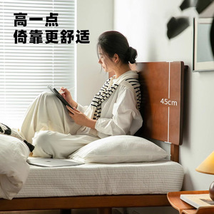 เตียงไม้เชอร์รี่นอร์ดิกขนาด 1.5 ม. หรือ 1.8 ม. สไตล์มินิมอลญี่ปุ่นย้อนยุค เฟอร์นิเจอร์ห้องนอนไม้จริง - Product Image 4