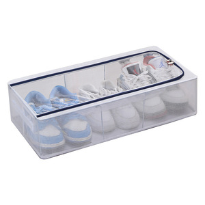 Transparent Shoe Storage Box <b>Foldable</b> Steel <b>Frame</b> Dustproof Under <b>Bed</b> Storage Rectangle Solid Color Organize Home Use - Product Image 5