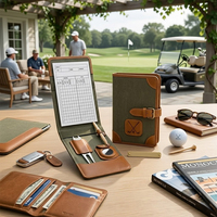 Dompet Kartu Skor Golf Kanvas Gaya Vintage Berkualitas Tinggi Buatan Pabrik, Dilengkapi Kancing, Tempat Pensil, Dompet Koin, dan Pelindung RFID