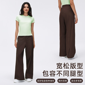 Women's High Waist Wide <b>Leg</b> Pants 90 Nylon 10 Spandex Breathable Lightweight For Fitness Outdoor Casual Wear - Product Image 4