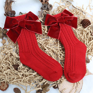 Chaussettes longues décontractées pour enfants, tendance et mignonnes, avec nœuds, pour l'automne et l'hiver, idéales pour Noël, pour bébés et jeunes enfants, vente en gros, offre spéciale - Product Image 1