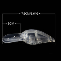 Corps de leurre de pêche vierge en ABS non peint 7,6 cm/8,6 g, blanks de crankbait non peints, leurres de pêche au bar