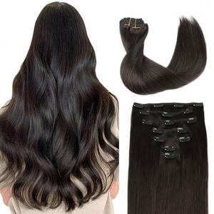 Extensions de cheveux humains vierges vietnamiens de haute qualité, style luxe super ondulé, meilleure qualité kinky straight, clips à fixer, double trame - Product Image 1
