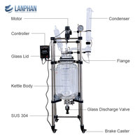 Reaktor Kaca Berjaket Ganda 1L hingga 200L dengan Perangkat Distilasi Refluks Terintegrasi Efisiensi Tinggi untuk Produksi Pilot Laboratorium