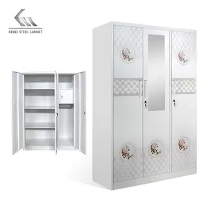 Armarios Roperos金属材料钢衣柜储物柜镜子衣柜钢柜3门卧室衣柜
