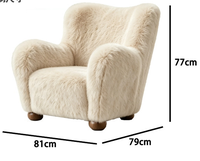 Nordischer Relaxsessel Einzelsofa Plüsch-Freizeitstuhl mit Schwammfüllung Holzrahmen Wohnzimmer Designer-Sofa