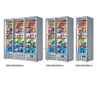 Réfrigérateur congélateur vertical à affichage avec porte en verre anti-buée pour aliments congelés poulet viande glace supermarché congélateur vertical