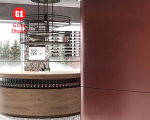 Étagère de bar d'intérieur de pub moderne, accessoires décoratifs, finition en bois et marbre, comptoir de bar haut de gamme - Product Image 2