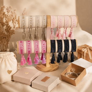 Braccialetto Artigianale Personalizzato con Logo, <span class=keywords><strong>Charm</strong></span> dell'<span class=keywords><strong>Amicizia</strong></span> Intrecciato, Ricamo Trendy con Nappa, Bracciale alla Moda in Corda per Donna - Product Image 2