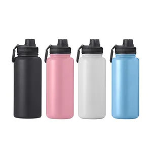 NO MOQ READY TO SHIP Flask Leak Proof Vacuum Carabiner Lid Cup Wide Mouth Straw Vacuum Insulated Mugs & Bottles