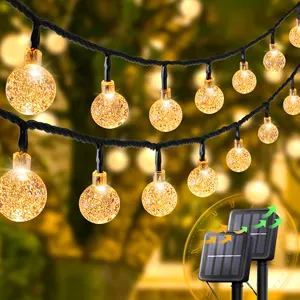 Luces navideñas impermeables para decoración de jardín, cadena de luces Led de energía Solar, redondas, 5m, 10m, 20m, 8 modelos