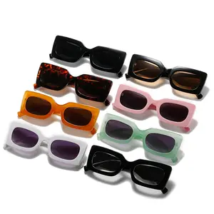 2022 Hot Sale Women Square Small Shades Sun Glasses Big Luxury Trendy Wholesale Pink Sunglasses