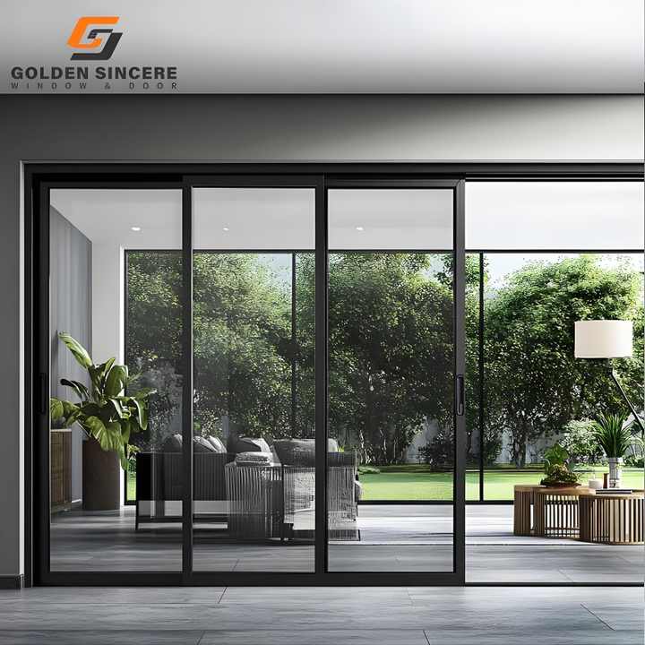 GS Modern Aluminum Glass Sliding Doors Commercial Residential Use Soundproof Telescopic Double Sliding Door for Villas