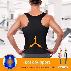 Entrenador de cintura para <span class=keywords><strong>hombre</strong></span>, Chaleco de Sauna, corsé de Fitness, adelgazamiento del Abdomen, moldeador de cuerpo, reductor del vientre, fajas para quemar grasa, camisa, cinturón recortador - Product Image 2