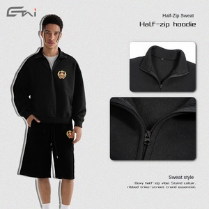 Ensemble survêtement streetwear homme <span class=keywords><strong>ETAI</strong></span> – Pull et short unis à fermeture éclair, haute qualité, automne-hiver, personnalisation lourde, coupe ample 420g - Product Image 3