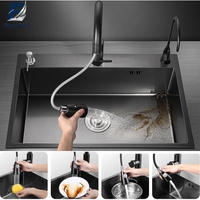 Évier de cuisine rectangulaire simple en acier inoxydable 201 Black Diamond économique avec égouttoir multifonctionnel