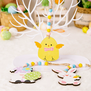 DAMAI Wholesale <b>Easter</b> Decoration Wooden <b>Ornaments</b> Set Beaded Rabbit Holding Carrot Chick Hanging Decor for Home Party Mall - Product Image 3
