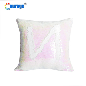 <span class=keywords><strong>Federa</strong></span> di colore <span class=keywords><strong>rosa</strong></span> chiaro morbida morbida con sublimazione quadrata posteriore con paillettes reversibile - Product Image 3