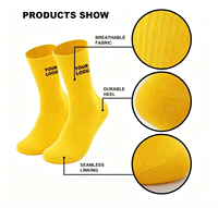 Chaussettes personnalisées avec logo, échantillon de conception gratuit, chaussettes en coton côtelé vierges en gros, chaussettes promotionnelles pour cadeaux d'entreprise