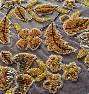 Designer Elegant Hand Embroidered Beaded Lace Fabric Luxury <b>Material</b> for Wedding and Ethnic Dresses - Product Image 2