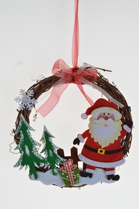 Christmas decoration Wicker wreath festive decorations with Santa Claus/Reindeer/bear decoration - Product Image 5