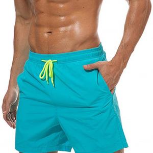 ชุดว่ายน้ำผู้ชายแบบสองชิ้น สีพื้น ผลิตโดยผู้ผลิตมืออาชีพจากจีน ผ้าตาข่ายซับใน แห้งเร็ว ออกแบบตามสั่งสำหรับออกกำลังกาย - Product Image 1