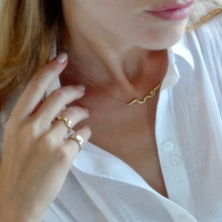 Parure de bijoux Gemnel en argent 925 avec diamant CZ en forme de poire, pendentif courbe fluide, collier, boucles d'oreilles pendantes et bague empilable