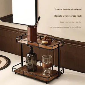 Organizador <span class=keywords><strong>de</strong></span> <span class=keywords><strong>Madera</strong></span> <span class=keywords><strong>para</strong></span> Encimera, 2 Niveles, Almacenamiento <span class=keywords><strong>para</strong></span> Baño, Cocina, Oficina, Exhibidor <span class=keywords><strong>de</strong></span> Maquillaje y Cosméticos, Estante <span class=keywords><strong>de</strong></span> Almacenamiento Vertical - Product Image 1