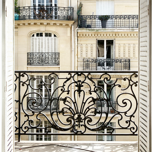 Декоративные металлические перила из кованого железа, прочное ограждение для балкона на заказ для наружного использования - Product Image 2