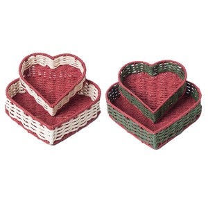 Handmade Paper Rope Heart Shaped <b>Storage</b> <b>Basket</b> Red Green Woven Desk Organizer For Keys And Small Items - Product Image 4