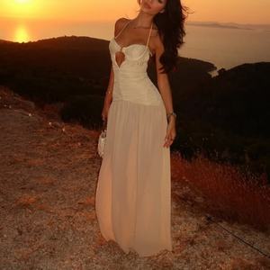 Vestidos Largos sin Mangas con Diseño Hueco y Estampado Sólido, Estilo Playero para Vacaciones, Moda Verano 2026 para Mujer - Product Image 1