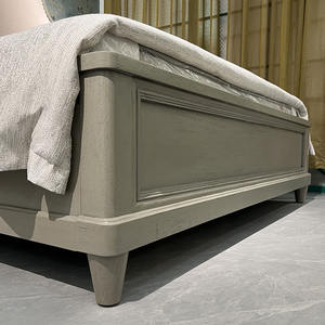 Cama Doble Minimalista de Estilo Europeo, Madera Maciza, Tela de Lino y Algodón, Ahorro de Espacio, Moderna, Cama Suave para Dormitorio Familiar, Cama de Matrimonio - Product Image 6