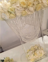 Centre de table suspendu en cristal, lustre floral, en acrylique, pour centre de table, avec allée, chemin et chemin, décorations de fête, 10 pièces
