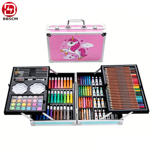 Kit <span class=keywords><strong>de</strong></span> peinture pour enfants 145 pièces avec crayons <span class=keywords><strong>de</strong></span> couleur, papeterie, ensemble d'artiste double couche 34x23x8.5cm - Product Image 2