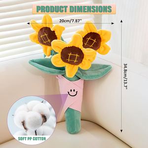 Elegante Bouquet di Peluche a Forma di Girasole, Giocattoli Imbottiti a Forma di Pianta e Fiore per Regali di Laurea, Simpatica Bambola Girasole Personalizzabile - Product Image 2