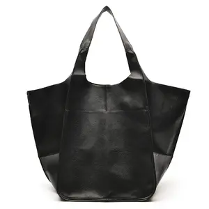 New Simple Large Package Soft Leather Large Capacity Shoulder Handheld Tote Cross-Border Women'S Bags