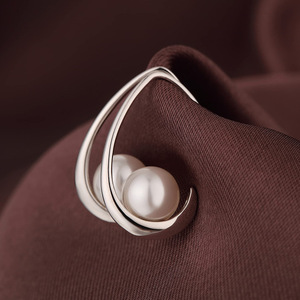Hoop Arc Pearl <b>Earrings</b> | Trendy 18K PVD Gold Plated Stainless Steel <b>Hooks</b> | Lustrous Zircon Waterproof Hypoallergenic Jewelry - Product Image 4