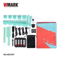 Kit de barbier professionnel WMARK NG-8637KIT 5 en 1, tondeuse à cheveux, tondeuse de précision, rasoir, vaporisateur et ventilateur turbo avec boîte cadeau portable