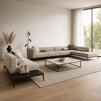 Canapé modulaire Simpson en cuir moderne avec dossier d'angle, finition personnalisable, idéal pour hall d'entreprise, appartement, salon